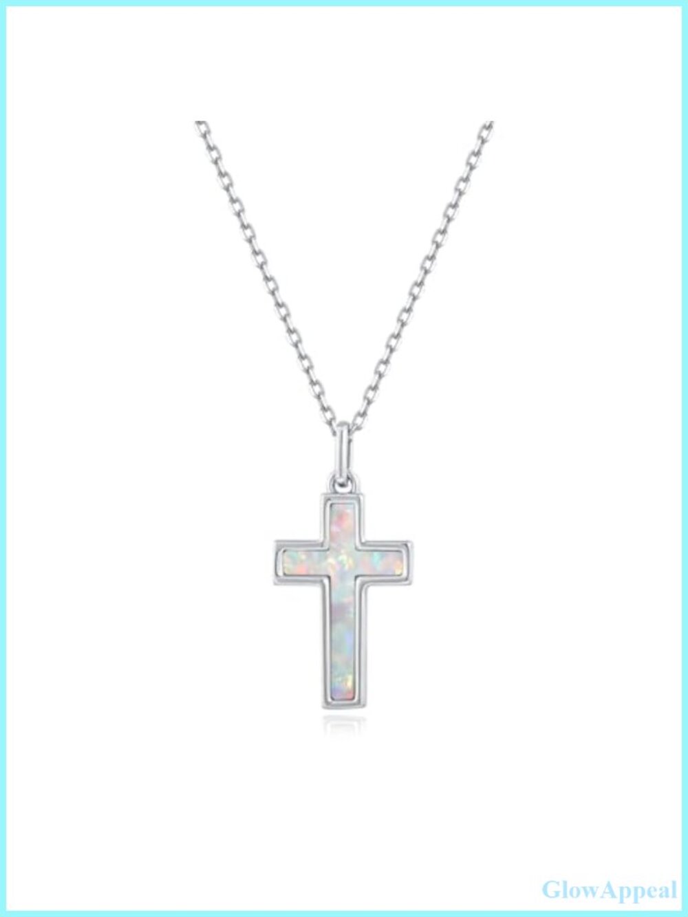 Gold Plated Cross Necklace Opal Shell Charm Dainty Religious Gift